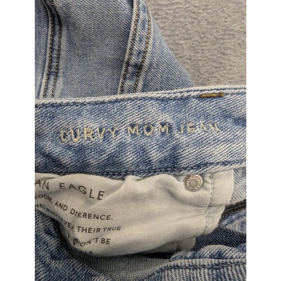 American Eagle Outfitters Curvy Mom Jeans Womens 18 Light Wash High Rise Stretch - Picture 14 of 16